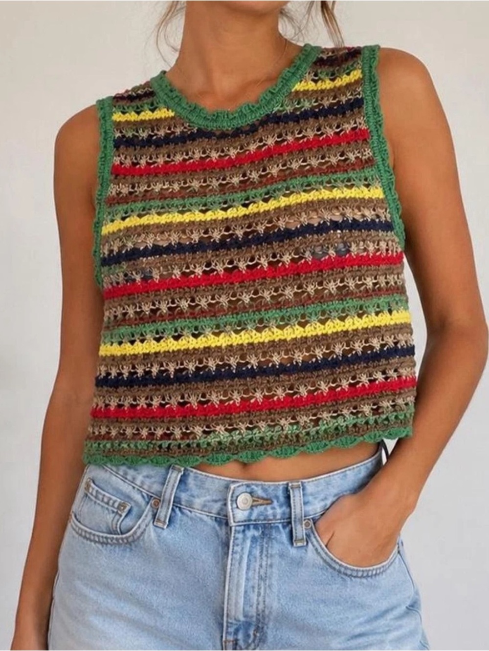 Zara Multicolor Crochet Tank Top